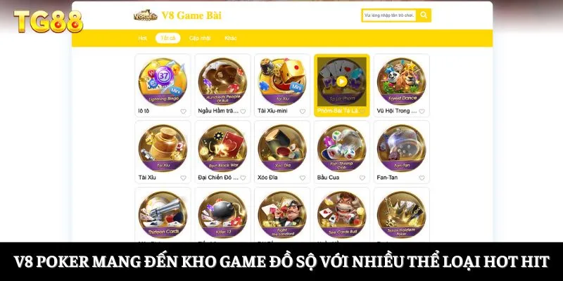 V8 Poker - Thiên Đường Giải Trí Dành Cho Mọi Cược Thủ 2 V8 Poker mang đến kho game đồ sộ với nhiều thể loại hot hit